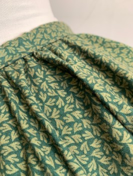 N/L, Forest Green, Lime Green, Cotton, Abstract , Calico , Long Sleeves, Round Neck, Buttons in Back,  Gathered at Neckline, Elastic Cuffs, Gussets at Underarms, Made To Order Prairie Frontier Woman