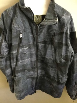 Arma Tactical, Navy Blue, Blue, Black, Gray, Nylon, Cotton, Camouflage, Zip Front, Zip Pockets Zipper,  Detail All Over See Photo Attached,