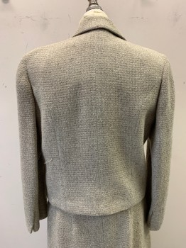 RICHARD KOLMER, Beige, Sage Green, Wool, Tweed, Collar Attached, Single Breasted, Button Front, 2 Pockets,