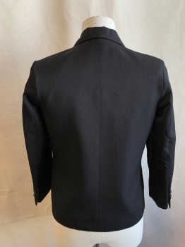 COLE By SWEET KIDS, Black, Polyester, Solid, Single Breasted, Collar Attached, Notched Lapel, 3 Buttons, 3 Pockets