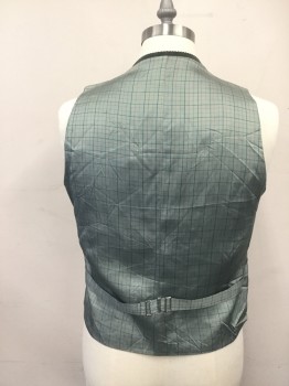 N/L, Forest Green, Cotton, Polyester, Solid, Grid , Corduroy Front, 4 Buttons, 2 Flap Pockets, Light Green with Orange/Green Grid Polyester Satin Back with Self Attached Belt