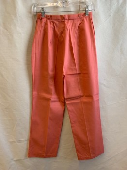 J FIELDS, Coral Pink, Poly/Cotton, Solid, Side Zipper, Hook N Eye Closure, Adjustable Waistband Strap and Buttons