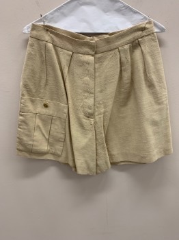 NL, Beige, Poly/Cotton, Side Pockets, Zip Front, Pleated Front, Pocket At Thigh