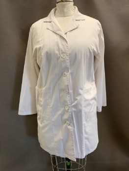 DRESS A MED, White, Poly/Cotton, Solid, Notched Lapel, 6 Bttns, 2 Pckts, Belted Back with 2 Bttns,