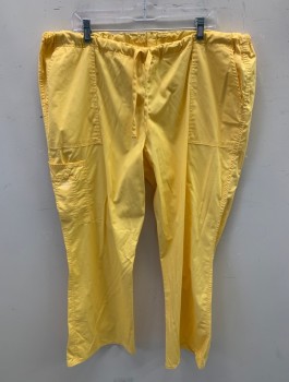 CHEROKEE, Butter Yellow, Poly/Cotton, Spandex, Solid, Drawstring, Multiple Patch Pockets with Carpenter Loops