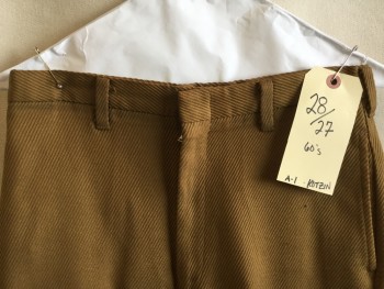 A-1 KOTZIN CO., Camel Brown, Polyester, Cotton, Stripes - Diagonal , 1" Waistband with Belt Hoops, Flat Front, Zip Front, 4 Pockets, with Cuff Hem