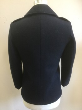 LAKEWOOD, Navy Blue, Wool, Solid, Pea Coat, Double Breasted, 6 Buttons,
