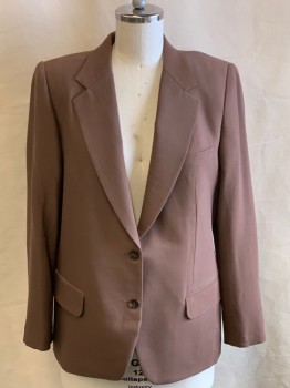 NL, Chocolate Brown, Wool, Solid, Notched Lapel, 2 Button Single Breasted, 3 Pckts