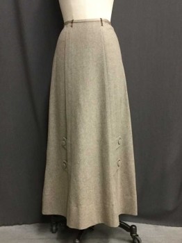 NO LABEL, Oatmeal Brown, Wool, Heathered, Floral, Tab and Button Detail On Front, Clasp Back Closure, Back Center Vent At Hem,