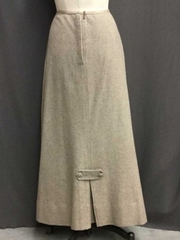 NO LABEL, Oatmeal Brown, Wool, Heathered, Floral, Tab and Button Detail On Front, Clasp Back Closure, Back Center Vent At Hem,