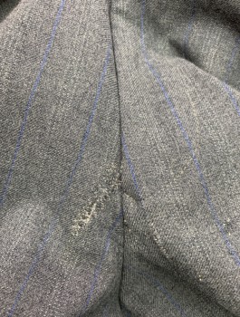 MTO, Blue, Gray, Wool, Heathered, Stripes, Flat Front, Zip Fly, 2 Side Pockets, Belt Loops, **Mended Near Crotch