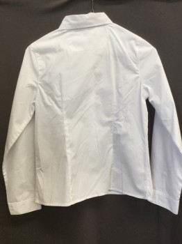 FRENCH TOAST, White, Cotton, Polyester, Solid, Girls Blouse,Collar Attached, Button Front, Long Sleeves,