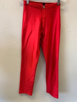 BOJEANGLES, Red, Spandex, Solid, Stretchy Satin, High Waist, Skinny Leg, 2 Back Pockets with Right Side Logo