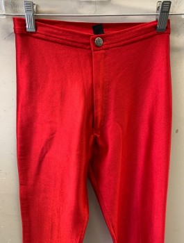 BOJEANGLES, Red, Spandex, Solid, Stretchy Satin, High Waist, Skinny Leg, 2 Back Pockets with Right Side Logo
