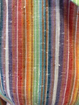 WRANGLER, Multi-color, Cotton, Stripes, L/S, C.A., V-N, Button Front, Slubbed Striped,