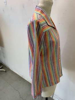 WRANGLER, Multi-color, Cotton, Stripes, L/S, C.A., V-N, Button Front, Slubbed Striped,