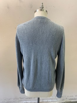 JANTZEN, Gray, Acrylic, Wool, Heathered, Solid, Cardigan, V-N, Button Front