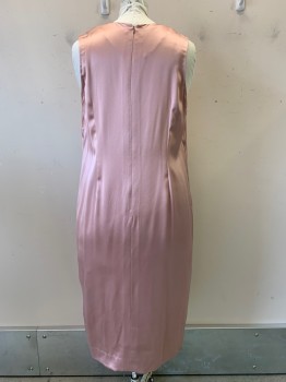 NO LABEL, Blush Pink, Silk, Abstract , Plus Size Dress, Sleeveless, Loose Fit, Zip Back,