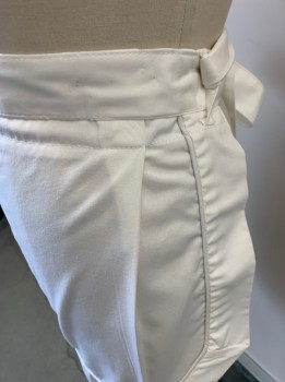 LADY EDWARDS, White, Cotton, Solid, Single Pleats @ Waist Band, Belt Loops, Tie Closure