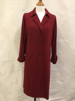 MTO, Dk Red, Wool, Solid, Jersey, Single Breasted, 5 Buttons, 2 Pockets, Collar Attached, Rolled Cuffs, Multiples,