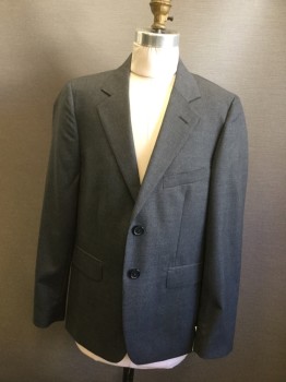 BROOKS BROS., Medium Gray, Wool, Solid, Single Breasted, Notched Lapel, 3 Pockets,