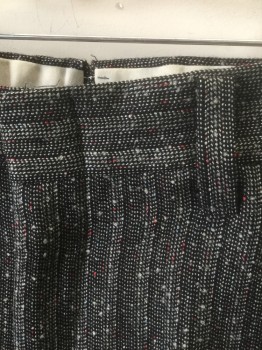 ROBERT'S, Gray, Charcoal Gray, Red, Wool, Speckled, Stripes - Vertical , Flat Front, Zip Fly, 4 Pockets,