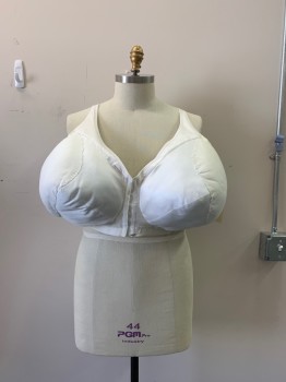 GLAMORISE, White, Nylon, Polyester, Solid, Drag Queen, Boobs, Front Hooking Bra, Excessive Padding