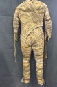 MTO, Cream, Ochre Brown-Yellow, Cotton, Rubber, Graphic, Mottled, Mummy, Cotton Gauze Wrapped Around Nylon Bodysuit, Aged and Dirty, Faded Hieroglyph Print in Places, Zip and Hook Eye Back Closure