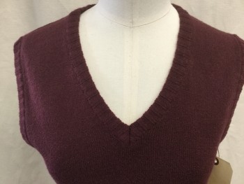 FRENCH TOAST, Red Burgundy, Acrylic, Solid, V-neck, Pullover,