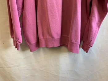 HANES HER WAY, Dusty Rose Pink, Cotton, Acrylic, Solid, CN, Pullover, L/S, Ribbed Collar, Cuff, & Waist, 2 Small Holes on Back, Holes on Both Cuffs See Detail Photo,
