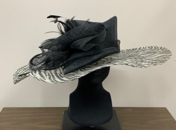 SCALA PRONTO, Black, White, Straw, Solid, Swirl , Wide Brim, Self Band, Bow with Feathers