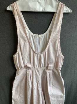 N/L, White, Blush Pink, Cotton, Abstract , Sleeveless, Scoop Neck, Waistbelt Loops, Side Pockets, Back Zipper