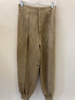 N/L, Cream, Lt Brown, Wool, Faux Fur, Houndstooth, Zip Fly, Pleated Hem, (FYI) The Hem Is Pleated To Go In To The Boot) Self Belt CB
