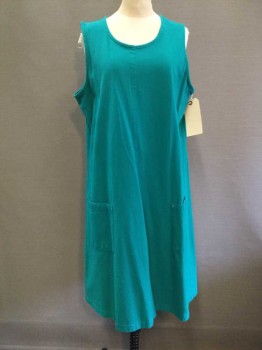 IN DUE TIME, Turquoise Blue, Cotton, Solid, Maternity, Scoop Neck, 2 Patch Pockets, Loose Fit