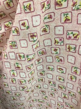 MED LINE, Pink, Purple, Yellow, Green, Polyester, Cotton, Floral, Geometric, Long Sleeves, Lacing/Ties UP FRONT, See Photo Attached,