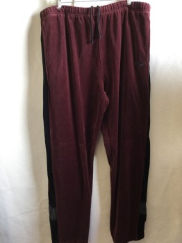 PONY, Maroon Red, Black, Heather Gray, Cotton, Polyester, Color Blocking, Pants: Velour, Elastic and Drawstring Waist Band, 2 Side Pocket