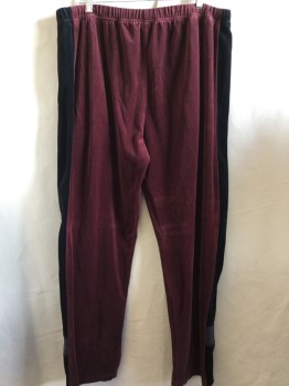 PONY, Maroon Red, Black, Heather Gray, Cotton, Polyester, Color Blocking, Pants: Velour, Elastic and Drawstring Waist Band, 2 Side Pocket