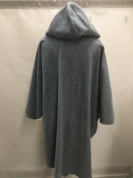 EXPRESS, Gray, Wool, Solid, Zip Front, Hooded, 2 Pockets, Stitched Sides with Arm Openings
