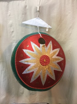 MTO, Green, Red, Gold, Silver, Synthetic, Stars, Polka Dots, Christmas Ball, Ornament, Walkabout, Red/green Metallic, Large Star & Polka Dot Print, Armhole Diameter 4", 11" Bottom Hole Opening,  4.5" Head Opening