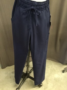 EXCEL, Midnight Blue, Polyester, Cotton, Solid, Drawstring/elastic Waist, Side Patch Cargo Pockets, Slit Pockets