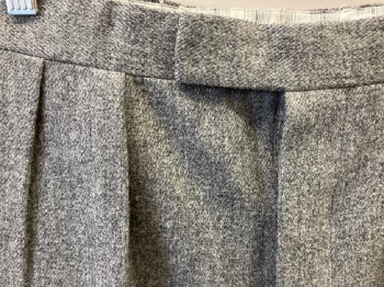N/L, Heather Gray, Wool, Heathered, Double Pleated, 2 Welt Pockets On Seam, Button Fly, Tab Waist, Cuffed
