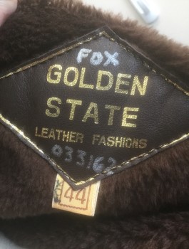 GOLDEN STATE, Brown, Leather, Solid, 3 Buttons, Wide Notched Lapel, 2 Welt Pockets, Removable Brown Plush Liner,