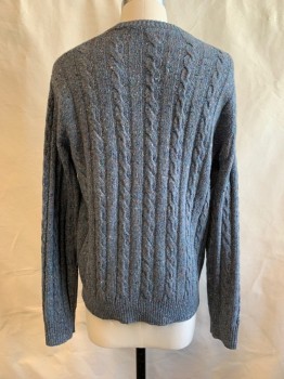 J CREW, Gray, Wool, Polyamide, Cable Knit, Knit, Multi Color Specs, CN, L/S