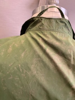 N/L, Olive Green, Nylon, Solid, 1980's Israeli Military, Velcro Closure at Front, Rounded Collar Attached, 2 Pockets with Flaps, Lace Up at Sides, Multiples, Distressed/Aged