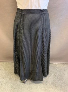 NL, Black, White, Cotton, Stripes - Vertical , Tie Back, Floor Length