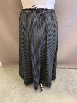 NL, Black, White, Cotton, Stripes - Vertical , Tie Back, Floor Length