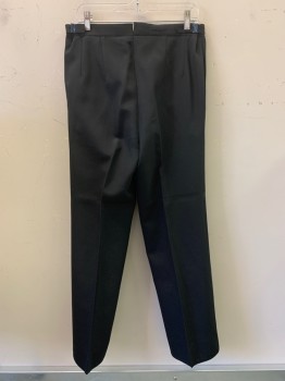 PIERRE CARDIN, Black, Wool, Solid, Pleated, Side Pockets, Button Front, Adjustable Waist Buckles