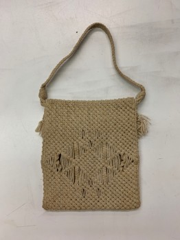N/L, Cream, Cotton, Solid, *Aged/Distressed* Fringe Flap