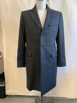 RAG & BONE, Gray, Black, Wool, Plaid, Single Breasted, 3 Buttons,  3 Pockets, Notched Lapel, Single Cuff Button