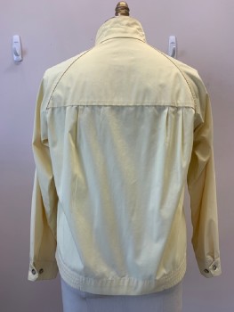 LONDON FOG, Lt Yellow, Polyester, Cotton, Solid, L/S, Zip Front, Collar Band With 2 Butons., Slant Welt Pockets,